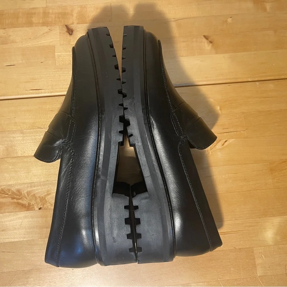 Everlane The Lug Loafer Black Leather Lug Sole Shoes Women's 8.5